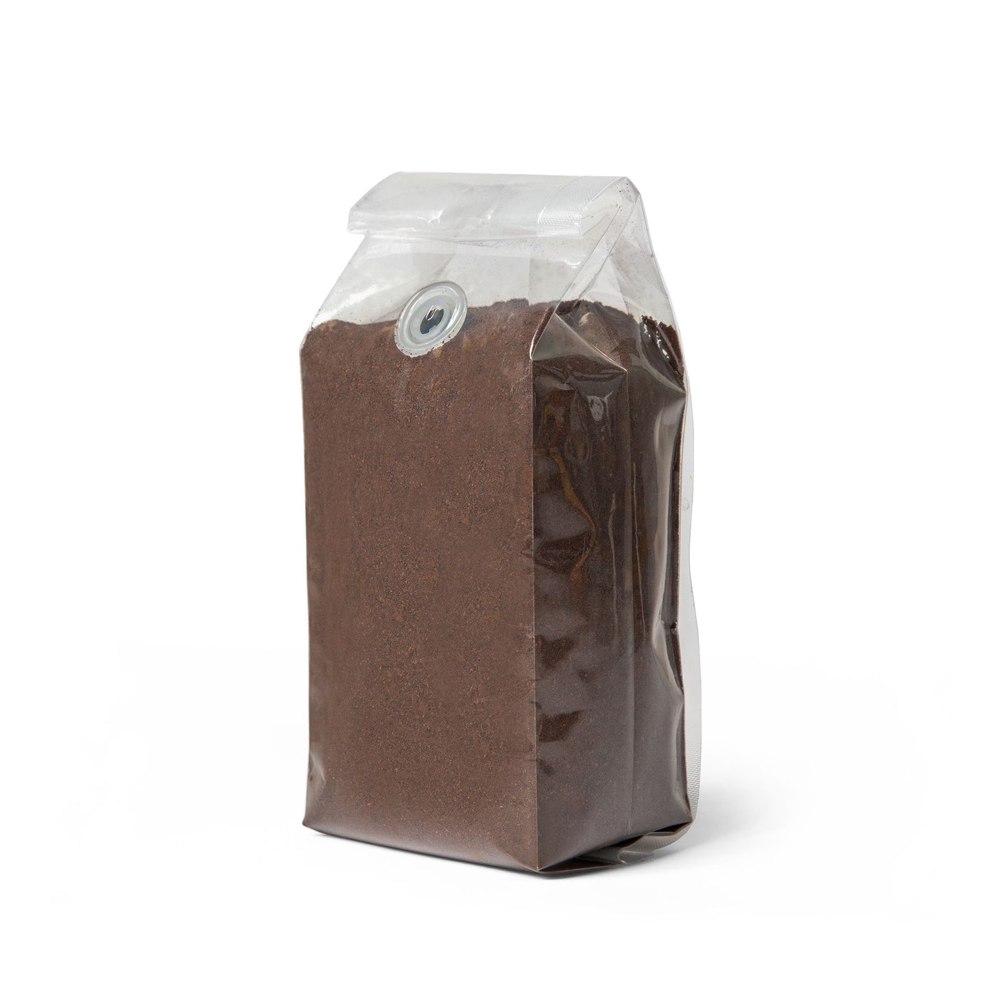Bistora Pure Decaf Coffee ground coffee in sealed clear bag with one-way valve